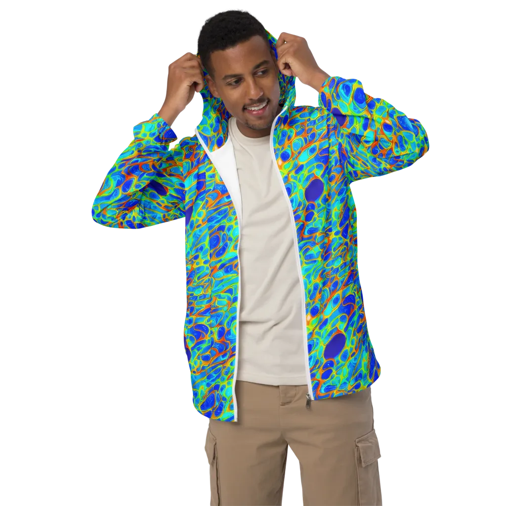 Blue Fireflow on Men's Windbreaker — Front
