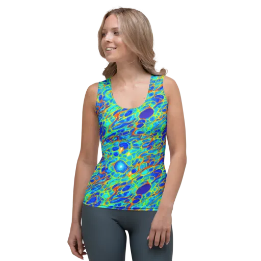 Blue Fireflow on a Women's Tank Top