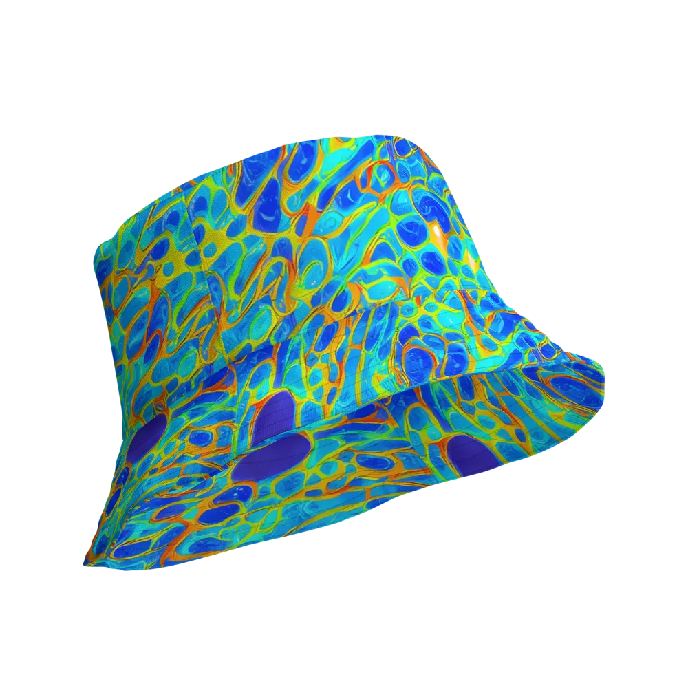 Blue Fireflow on Reversible Bucket Hat — Product details Outside