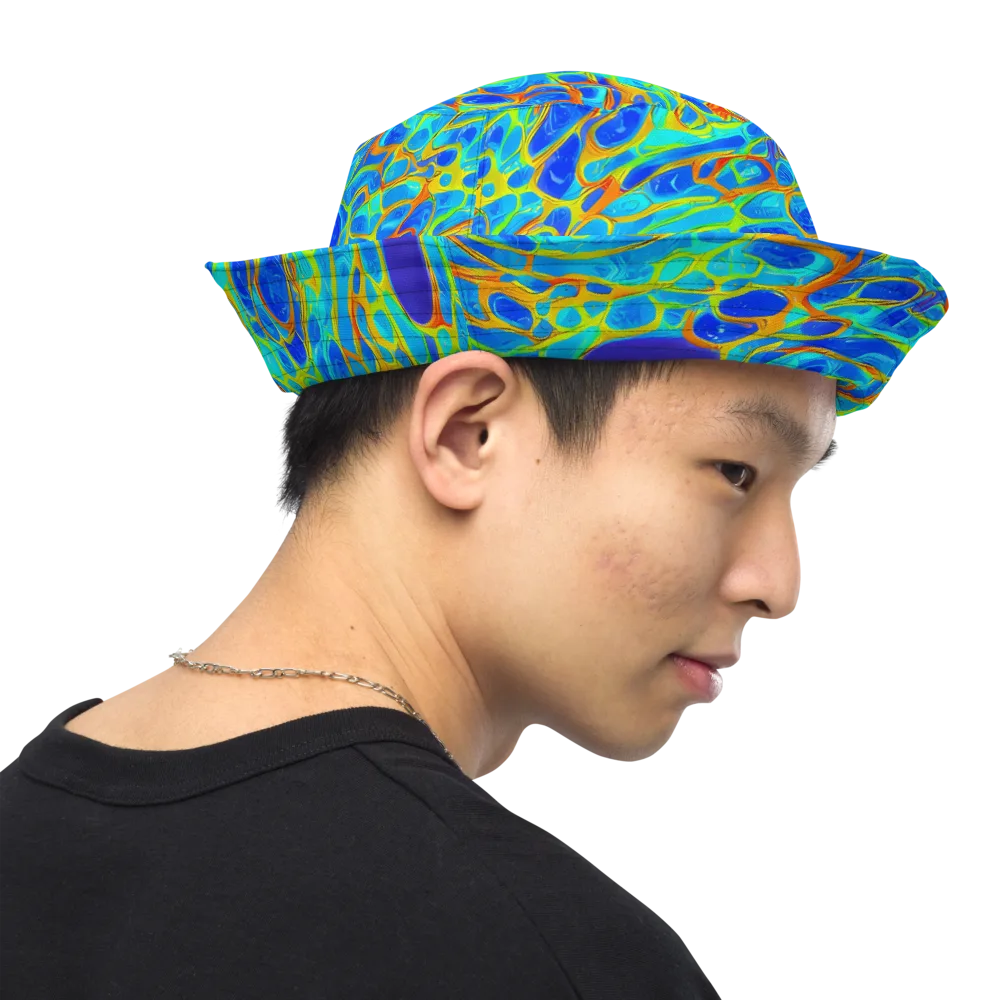 Blue Fireflow on Reversible Bucket Hat — Right Outside