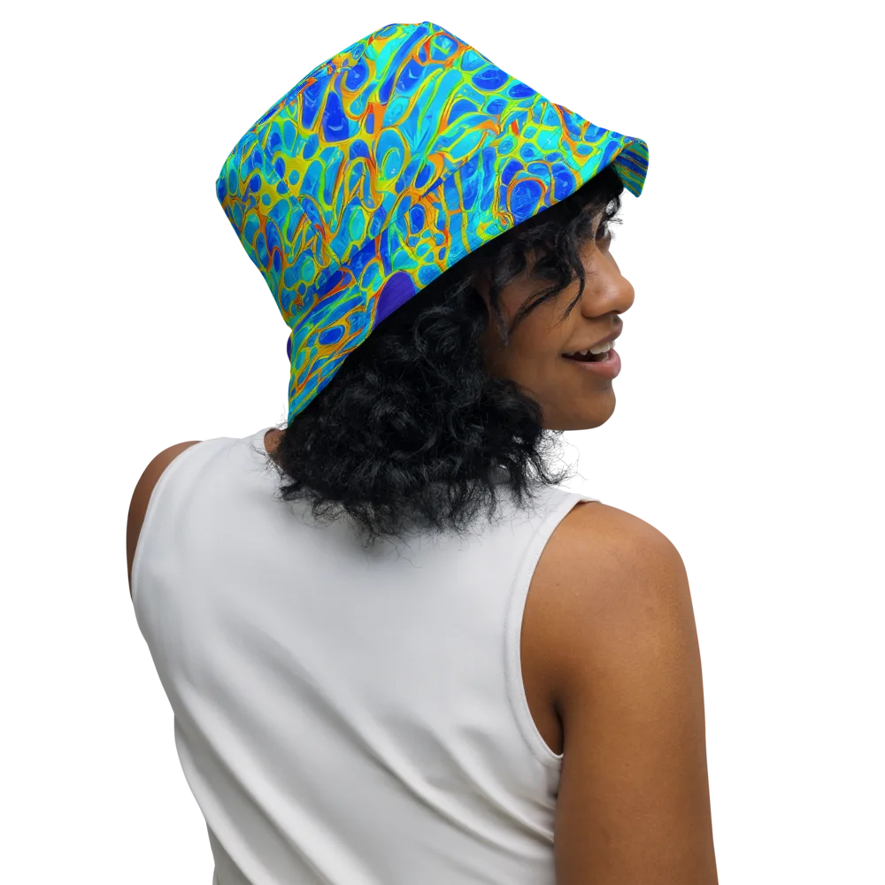 Blue Fireflow on Reversible Bucket Hat — Right Outside
