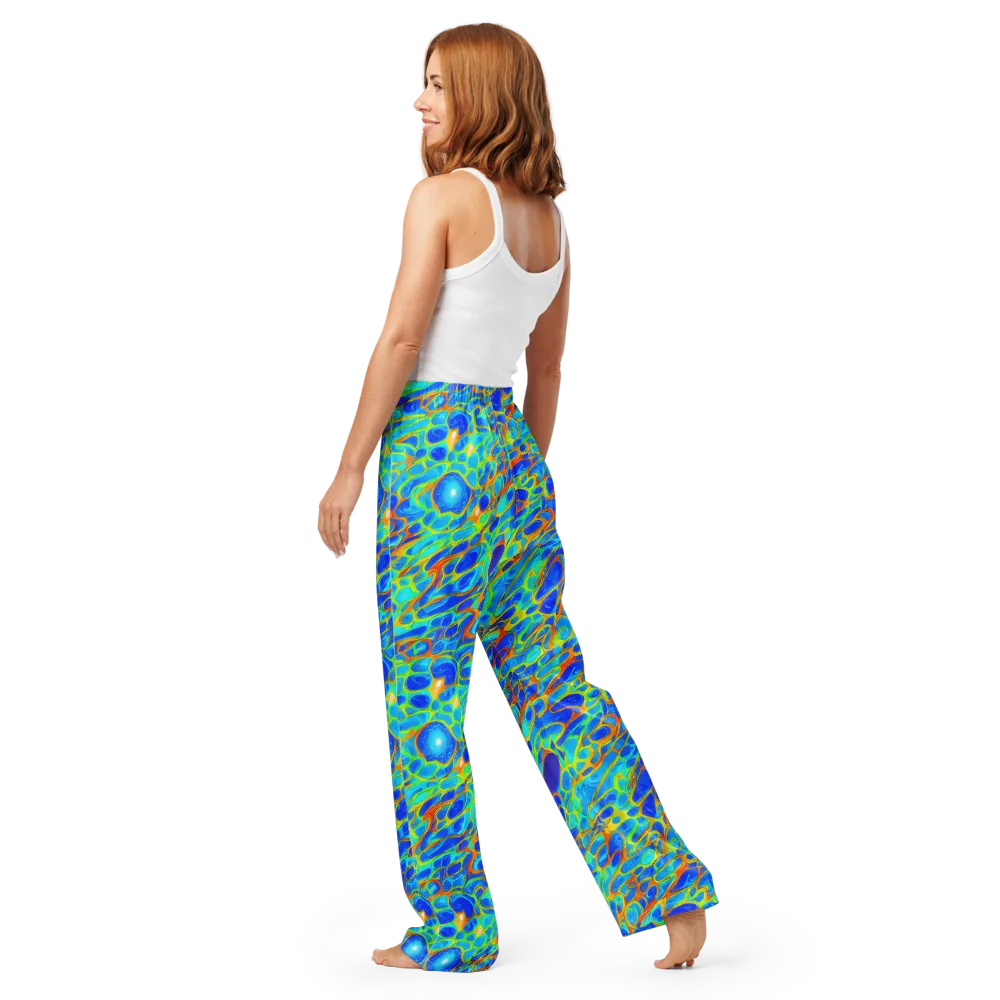 Blue Fireflow on Women's Pajama Pants — Back