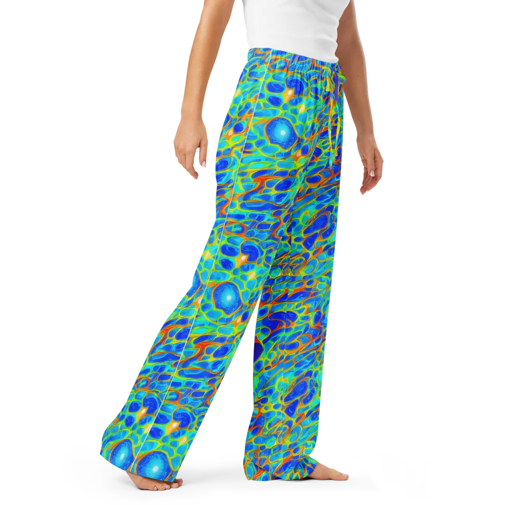 Blue Fireflow on Women's Pajama Pants — Right Front