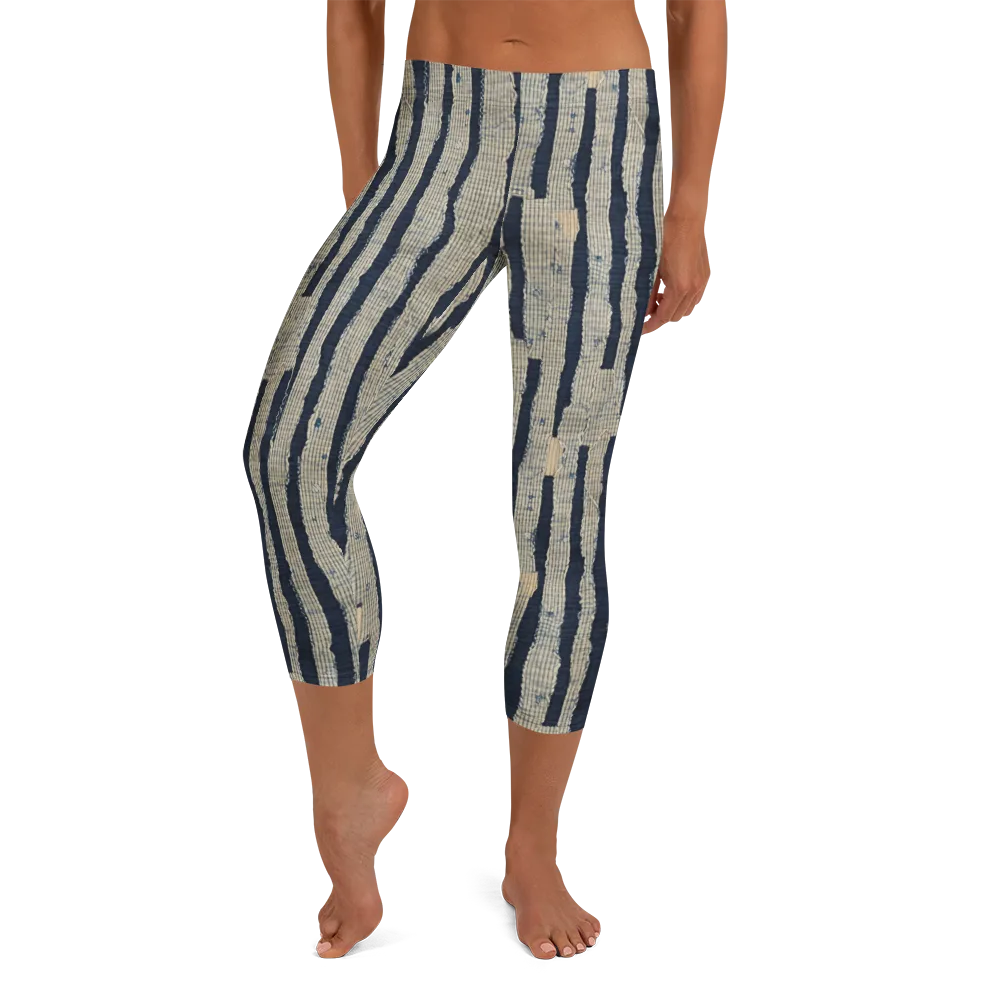 Indigo Fray on Capri Leggings — Front