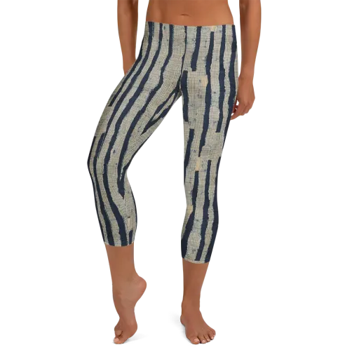 Indigo Fray on a Capri Leggings