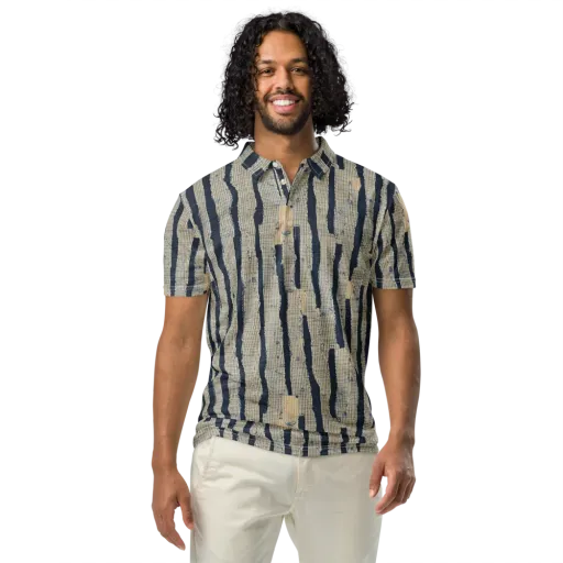 Indigo Fray on a Men's Slim Fit Polo Shirt