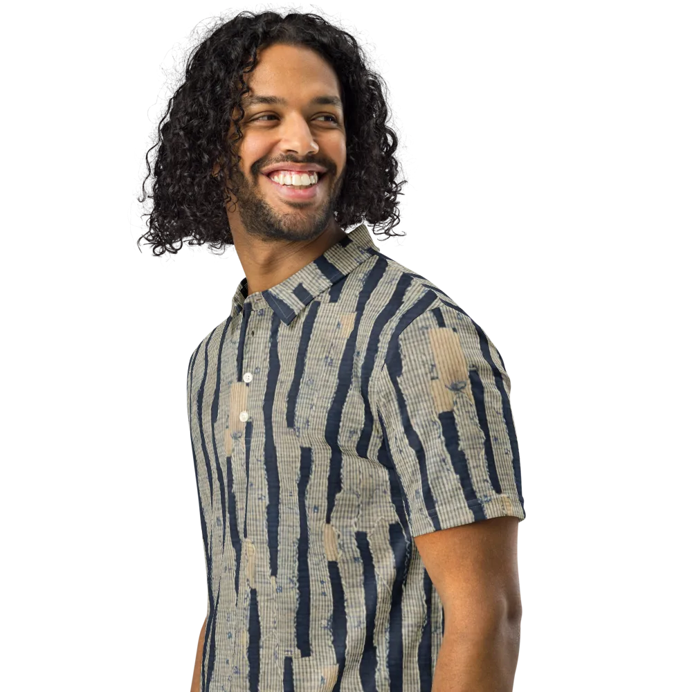 Indigo Fray on Men's Slim Fit Polo Shirt — Left Front
