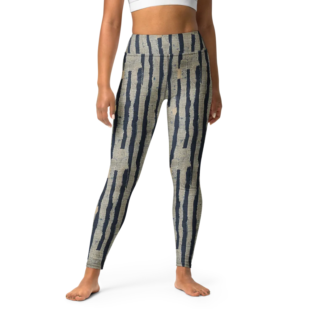 Indigo Fray on Yoga Leggings — Front