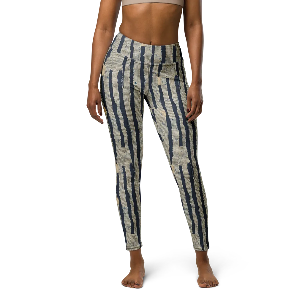Indigo Fray on Yoga Leggings — Front