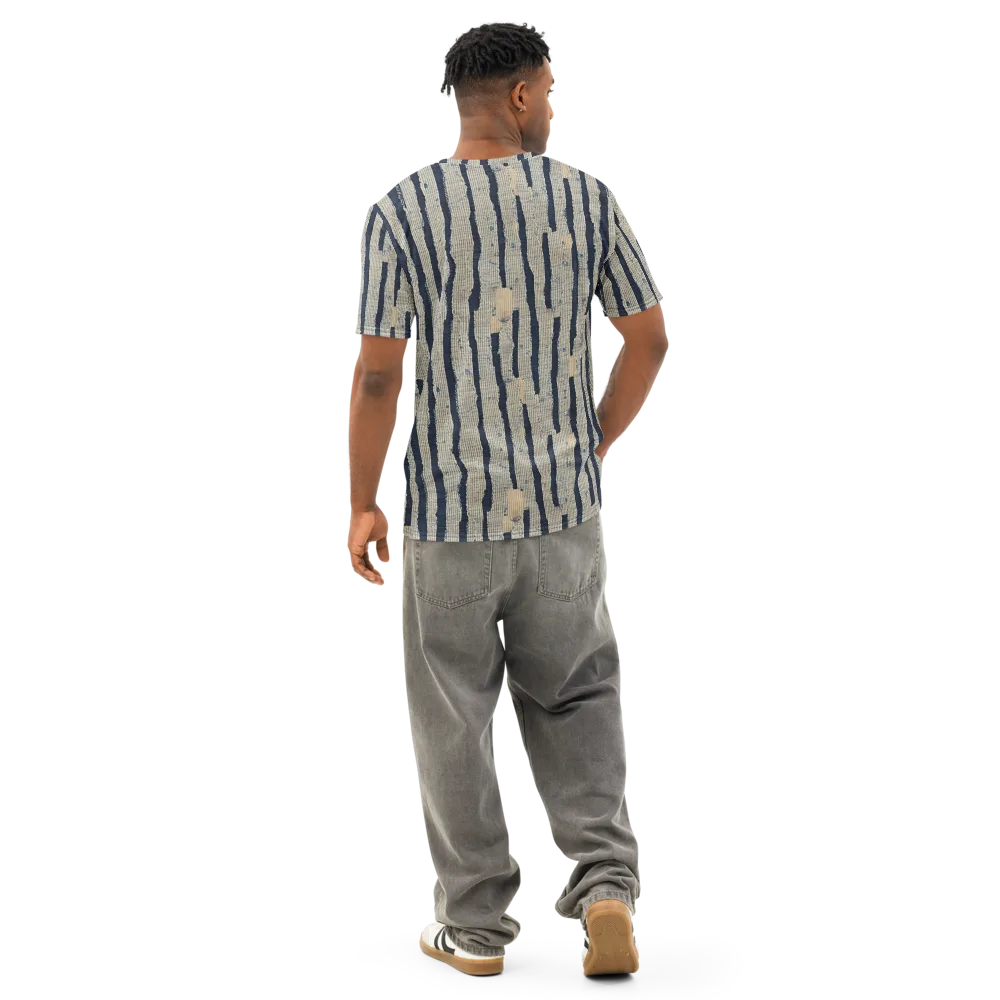 Indigo Fray on Men's Cotton Crew Neck T-Shirt — Back
