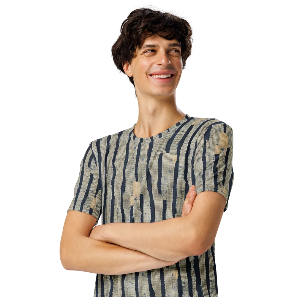Indigo Fray on Men's Crew Neck T-Shirt — Left Front