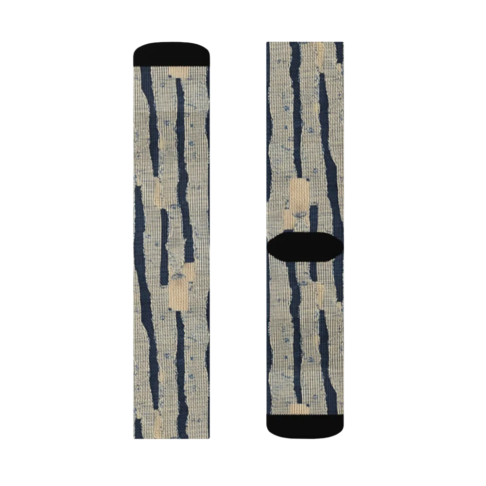 Indigo Fray on Socks — Left Sock