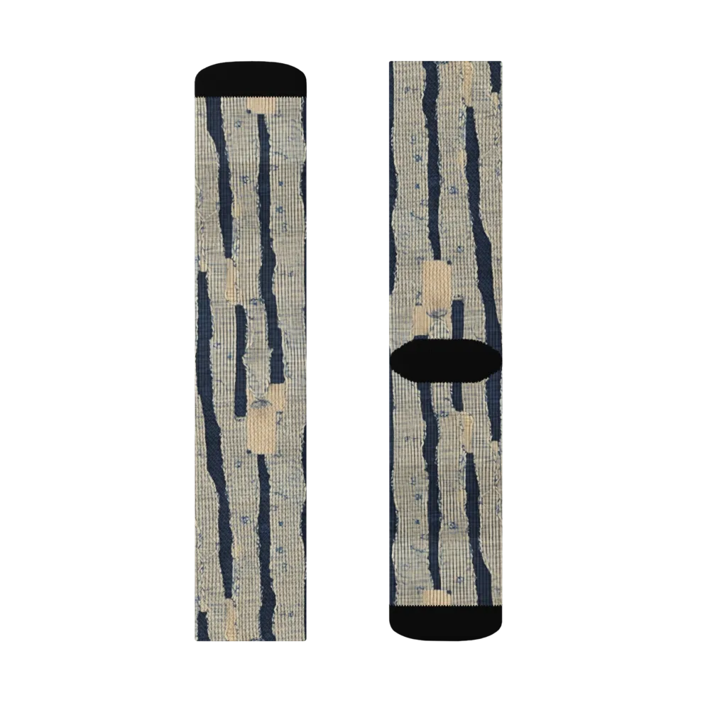 Indigo Fray on Socks — Right Sock