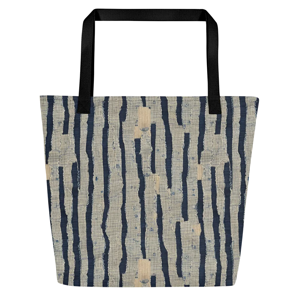 Indigo Fray on Large Tote Bag W/ Pocket — Front
