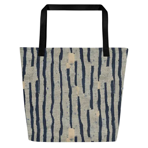 Indigo Fray on a Large Tote Bag W/ Pocket