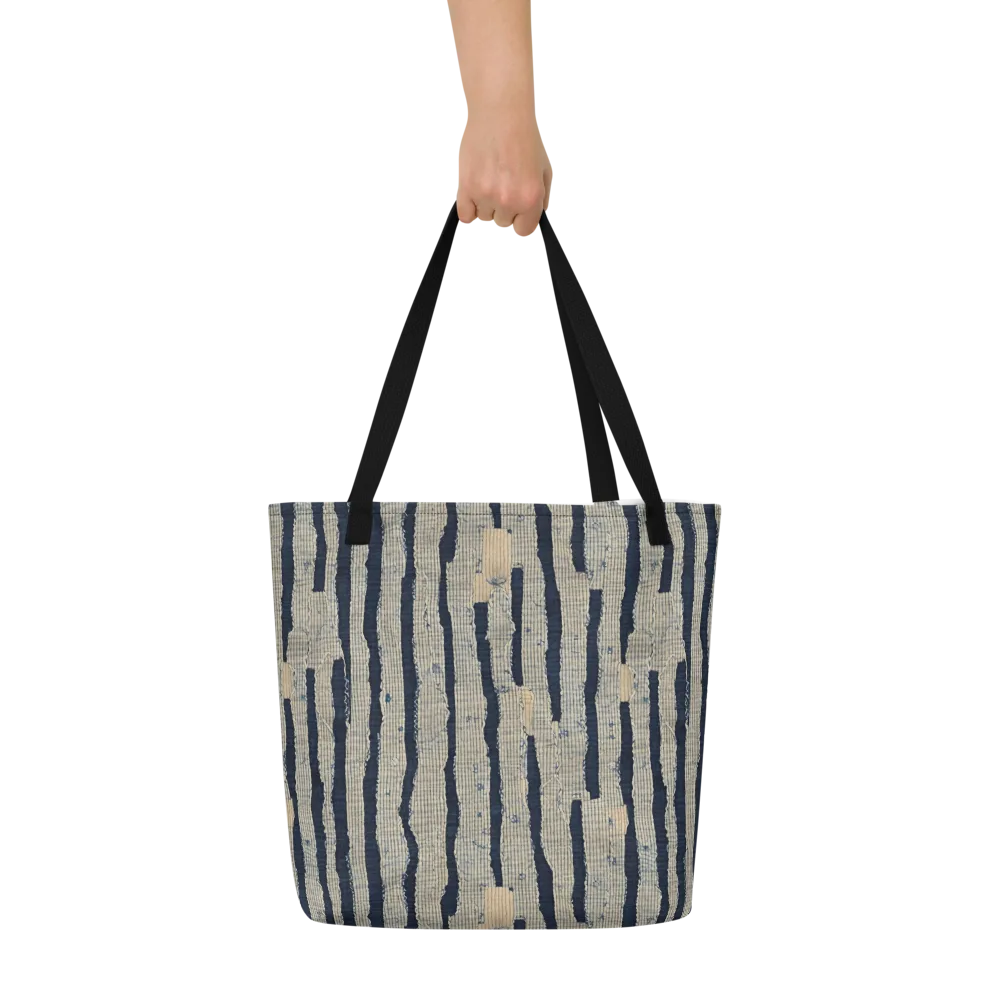 Indigo Fray on Large Tote Bag W/ Pocket — Front