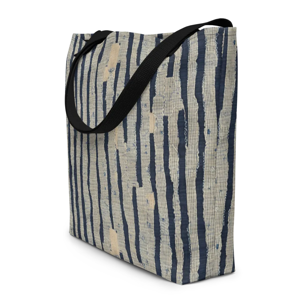 Indigo Fray on Large Tote Bag W/ Pocket — Front
