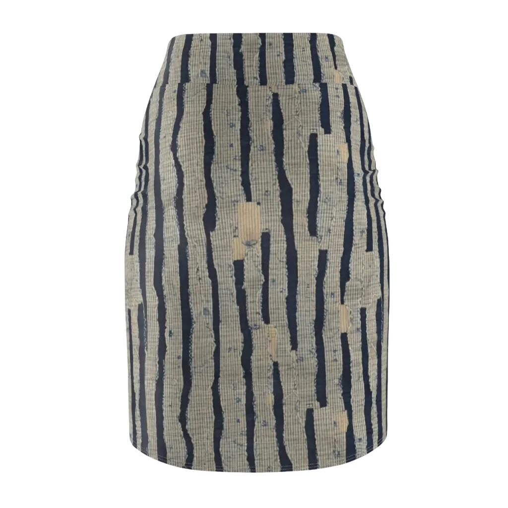 Indigo Fray on Pencil Skirt — Back