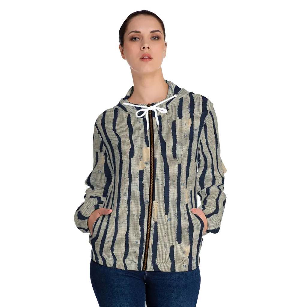 Indigo Fray on Women's Full-Zip Hoodie — Front On Person