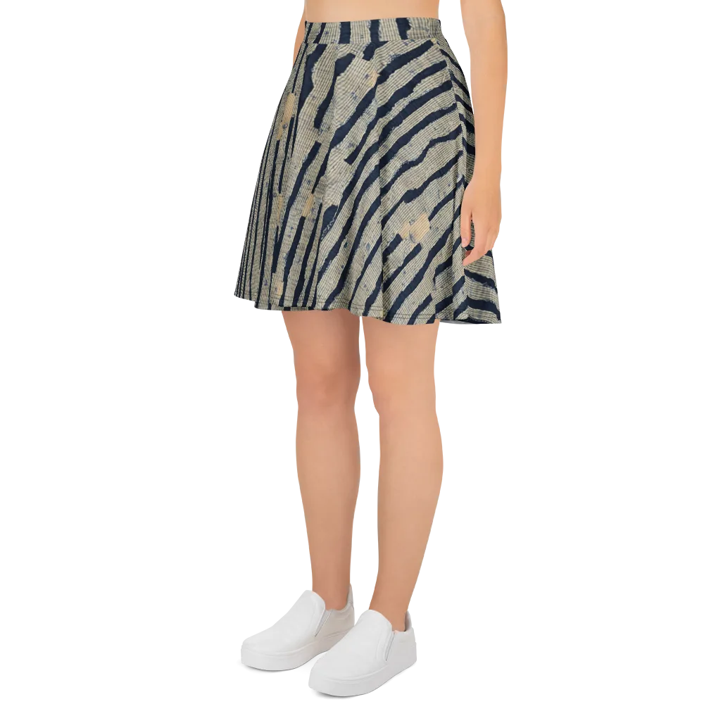 Indigo Fray on Skater Skirt — Left