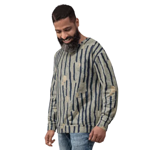 Indigo Fray on a Sweatshirt