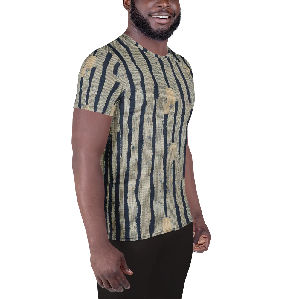 Indigo Fray on Men's Athletic T-Shirt — Right