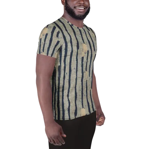Indigo Fray on a Men's Athletic T-Shirt