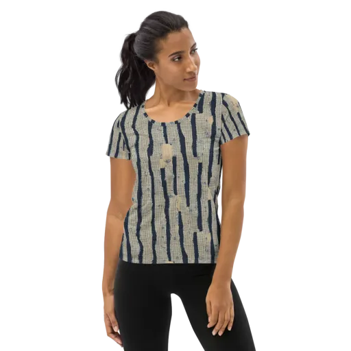 Indigo Fray on a Women's Athletic T-Shirt