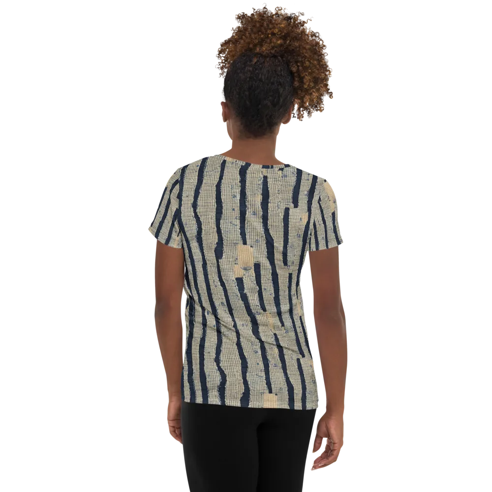 Indigo Fray on Women's Athletic T-Shirt — Back