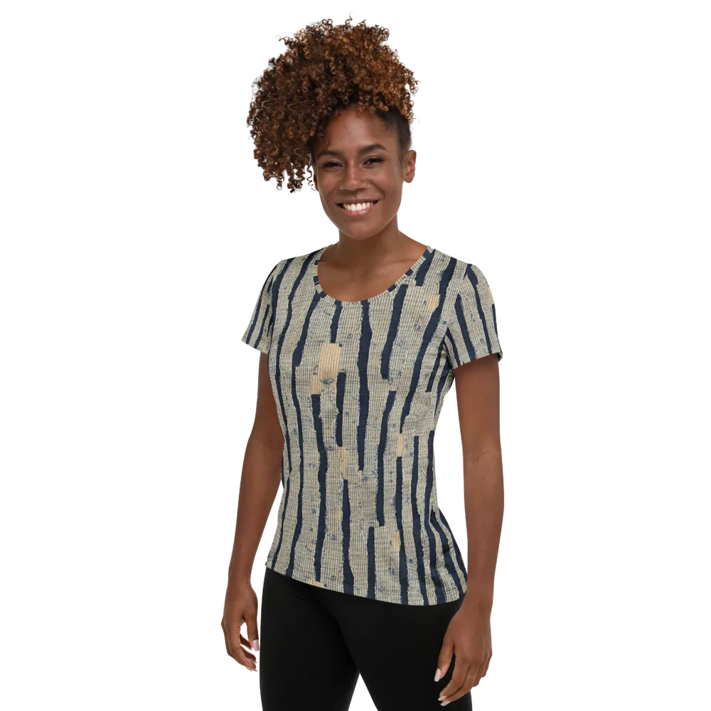 Indigo Fray on Women's Athletic T-Shirt — Left