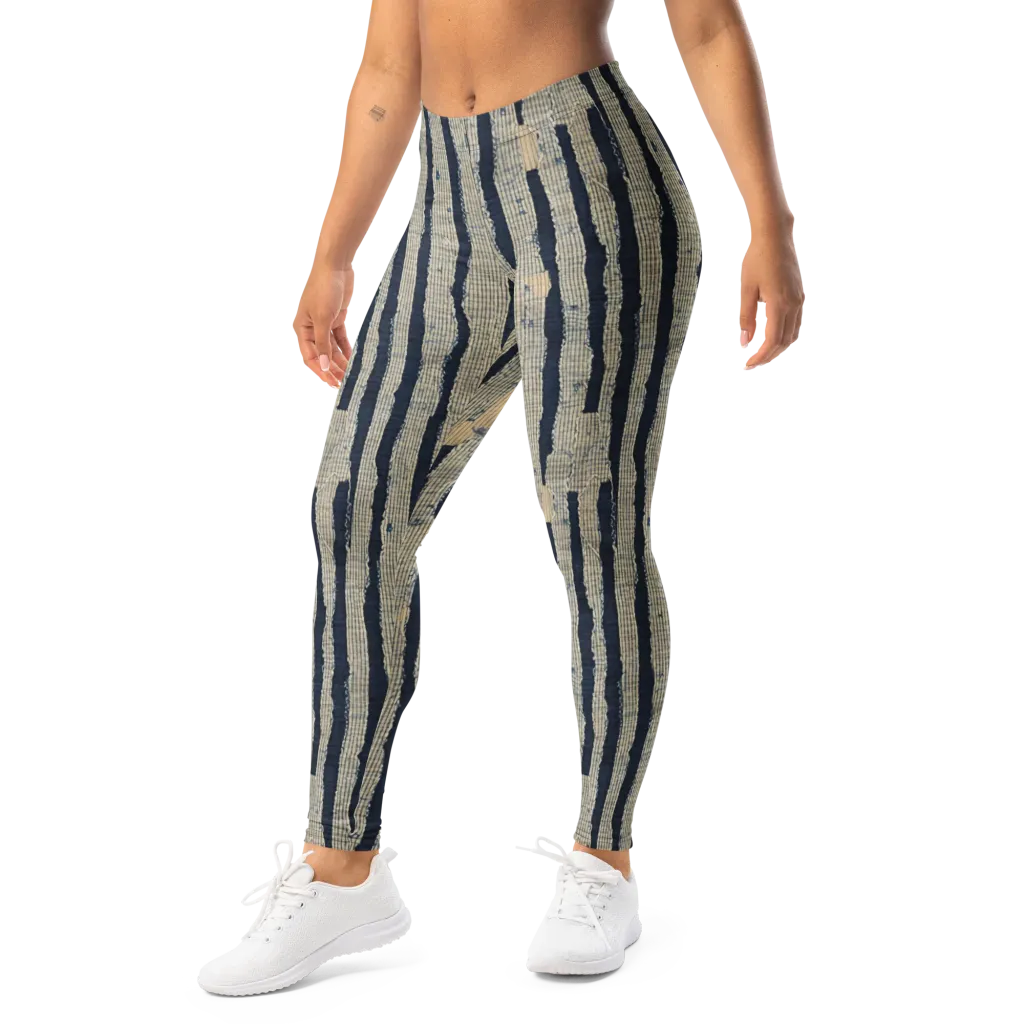 Indigo Fray on Leggings — Left Front