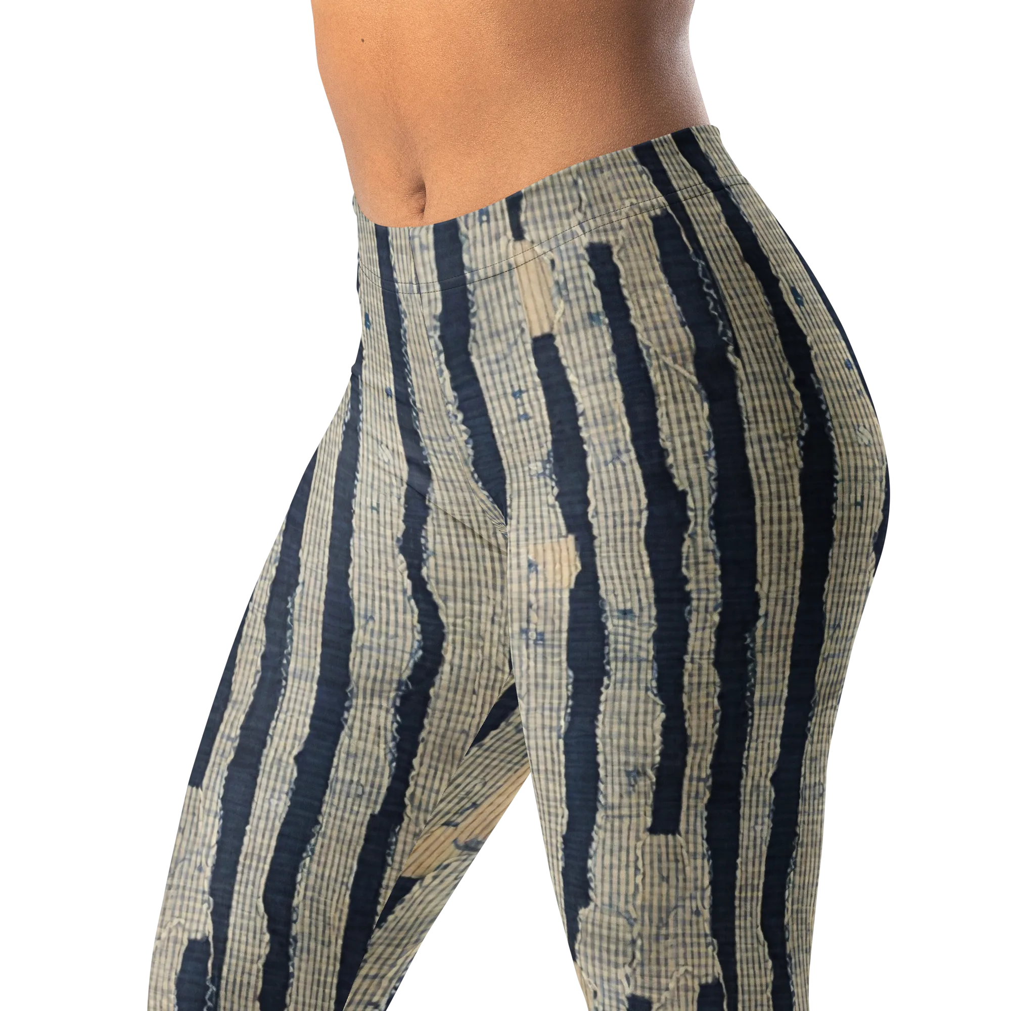 Indigo Fray on Leggings — Left Front