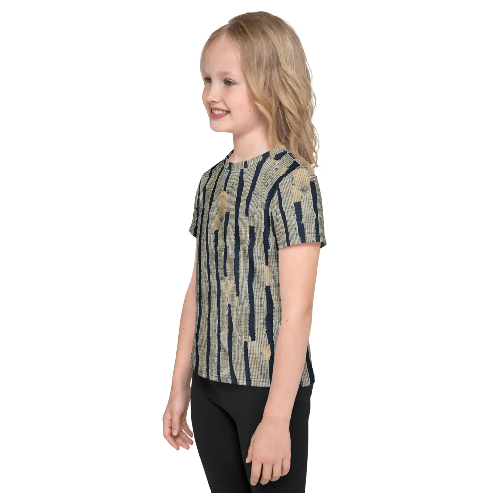 Indigo Fray on Kids Crew Neck T-Shirt — Left