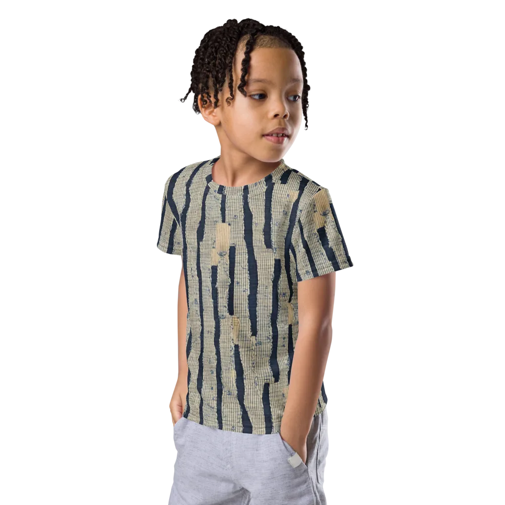 Indigo Fray on Kids Crew Neck T-Shirt — Left Front