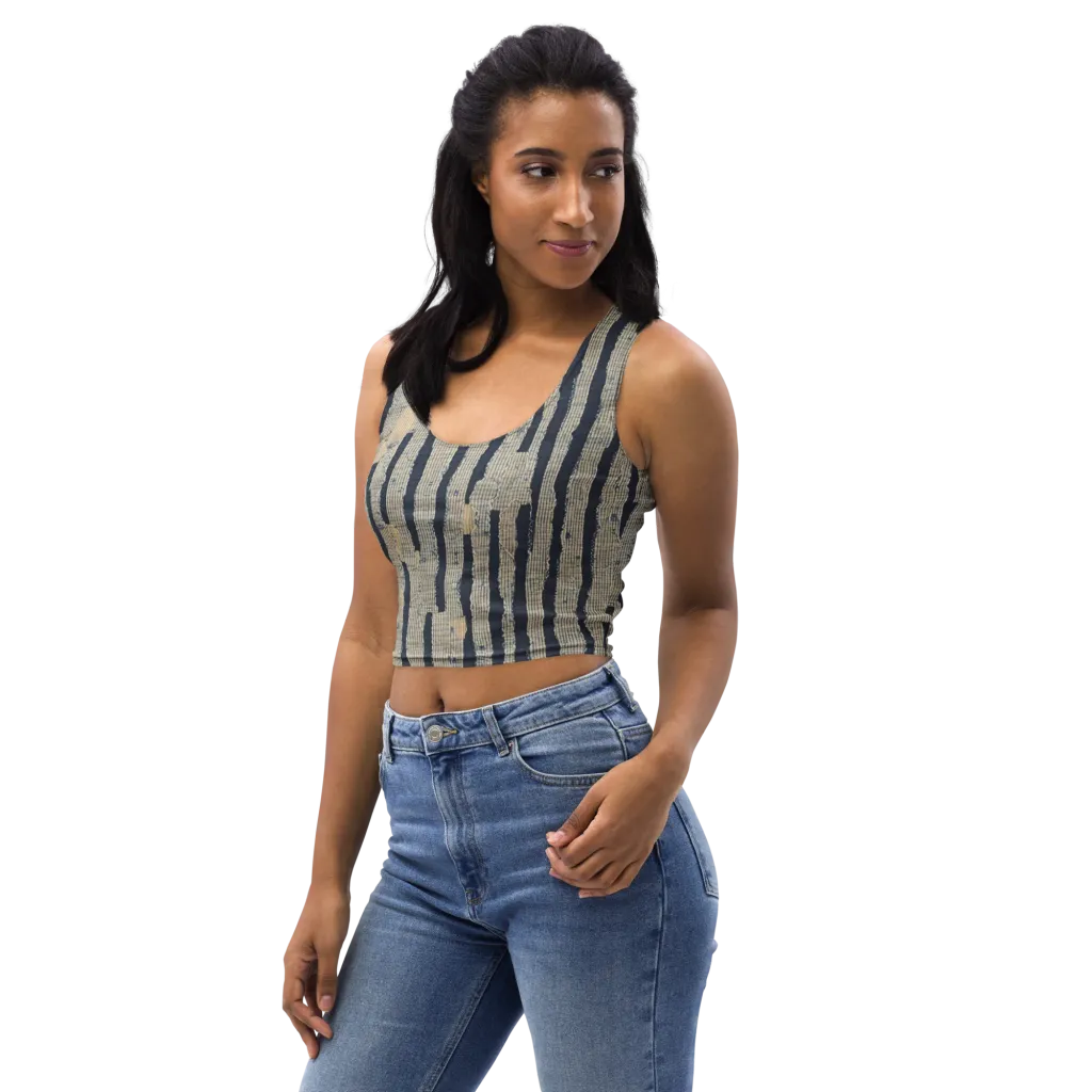 Indigo Fray on Crop Top — Left Front