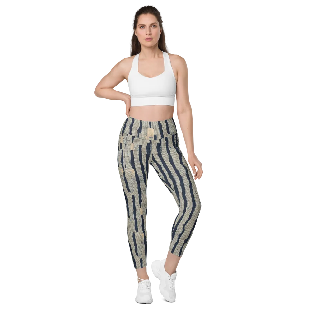Indigo Fray on Leggings with Pockets — Front