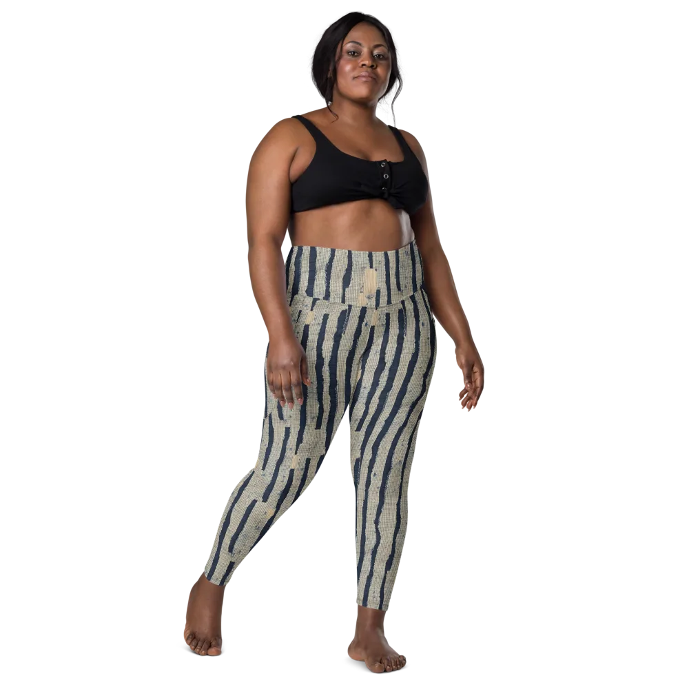 Indigo Fray on Leggings with Pockets — Front