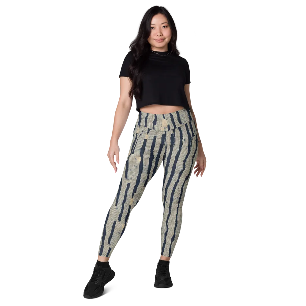 Indigo Fray on Leggings with Pockets — Front