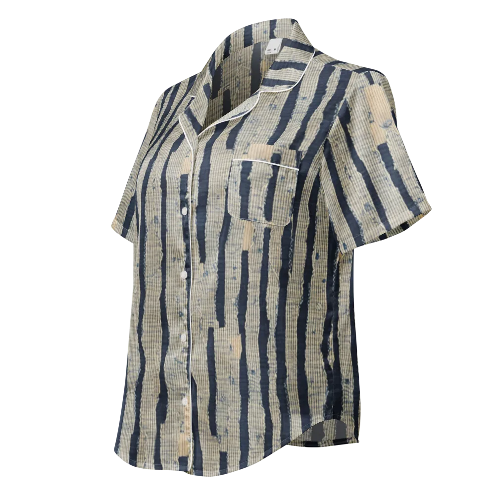 Indigo Fray on Women's Short Sleeve Pajama Top — Left Front
