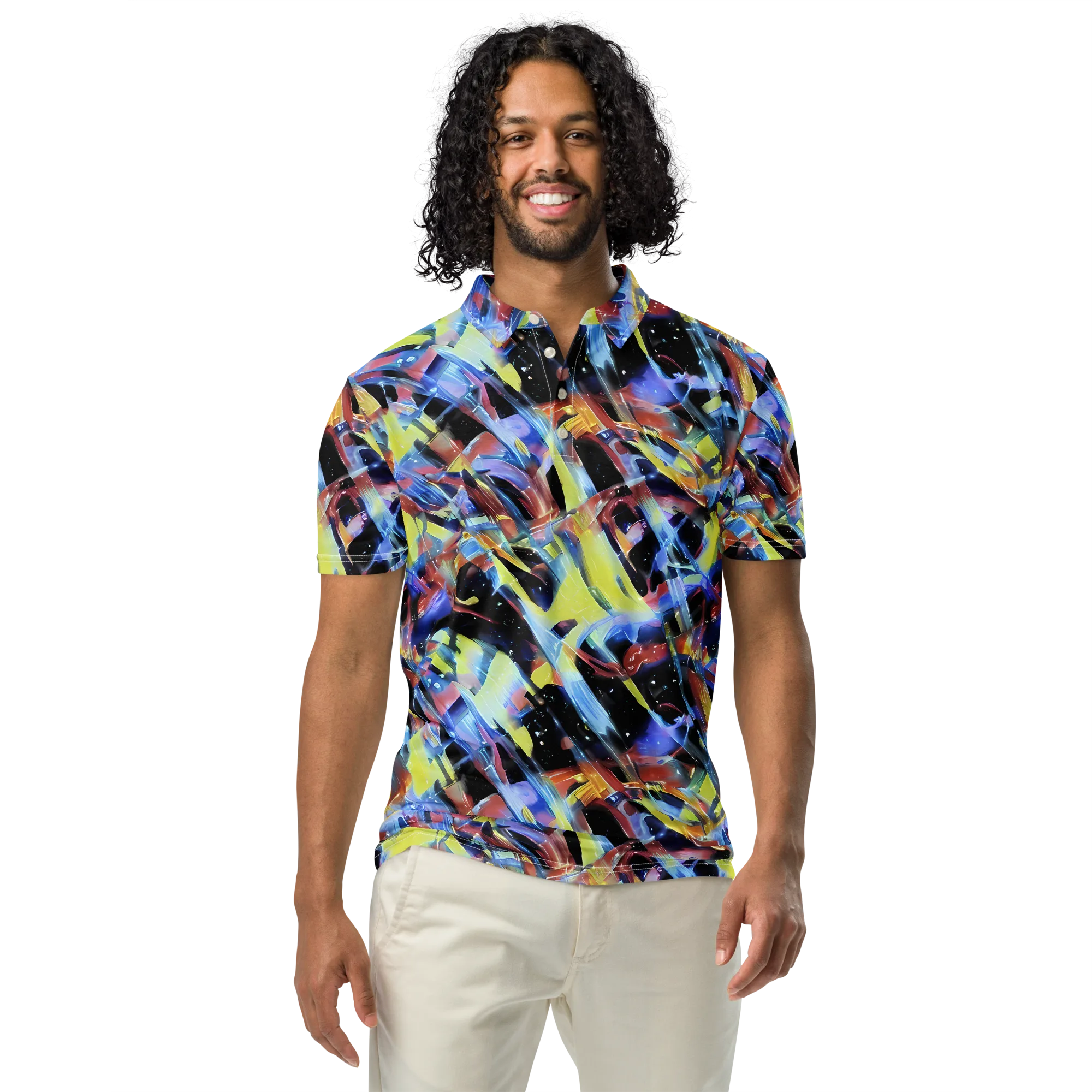 Afterglow Fracture on Men's Slim Fit Polo Shirt — Front