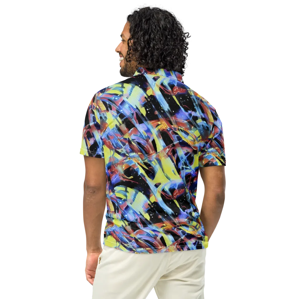 Afterglow Fracture on Men's Slim Fit Polo Shirt — Back