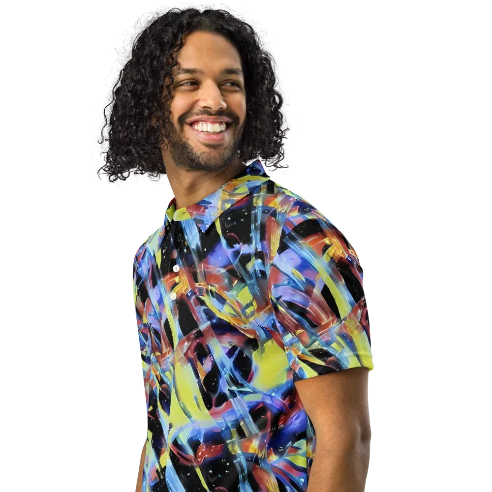Afterglow Fracture on Men's Slim Fit Polo Shirt — Left Front