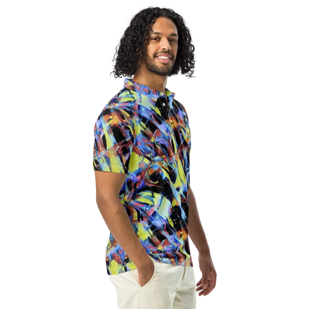 Afterglow Fracture on Men's Slim Fit Polo Shirt — Right Front