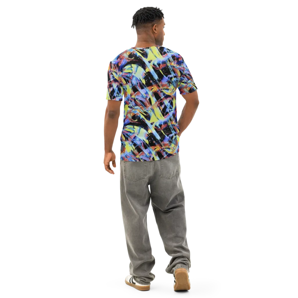 Afterglow Fracture on Men's Cotton Crew Neck T-Shirt — Back
