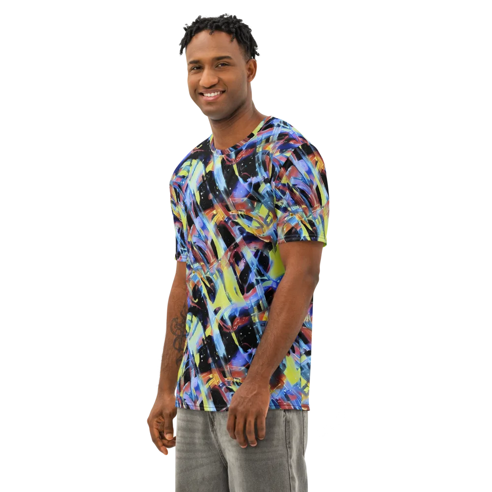 Afterglow Fracture on Men's Cotton Crew Neck T-Shirt — Left Front