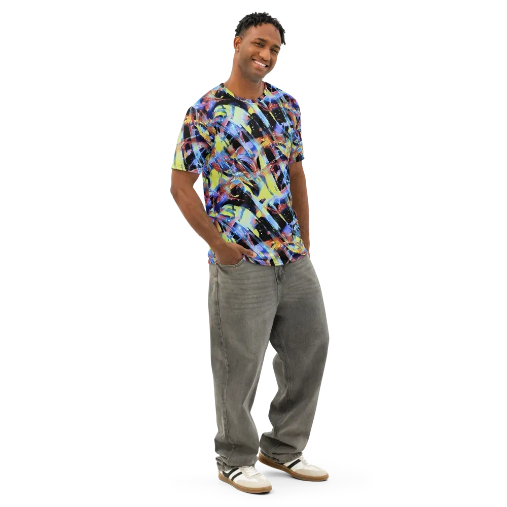 Afterglow Fracture on Men's Cotton Crew Neck T-Shirt — Right Front