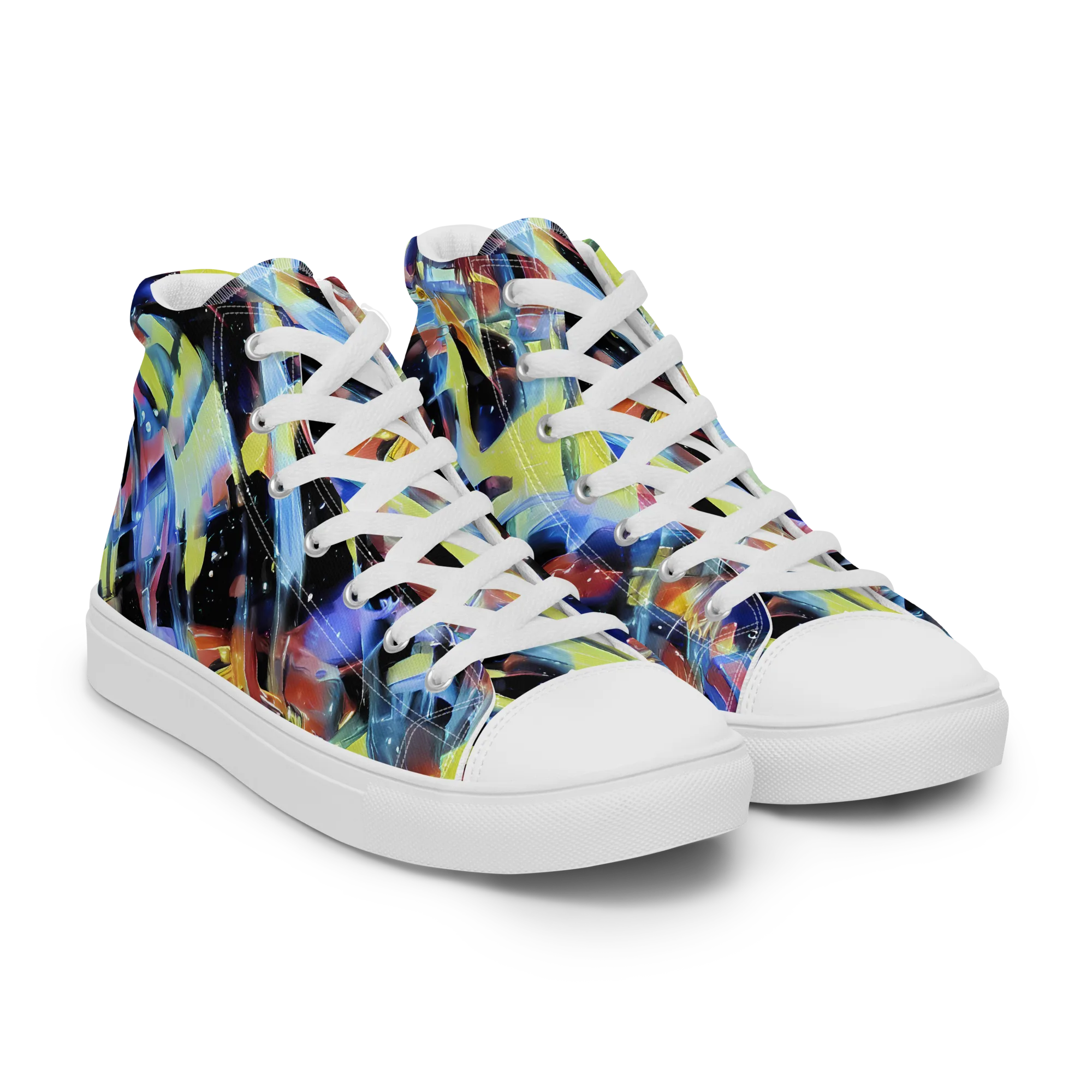 Afterglow Fracture on Men's High Top Canvas Shoes — Right Front