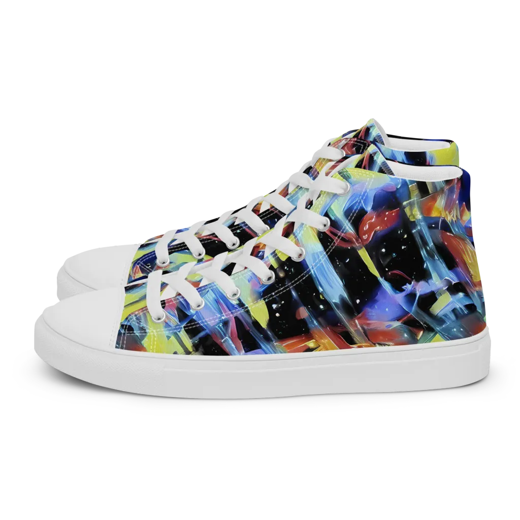 Afterglow Fracture on Men's High Top Canvas Shoes — Left