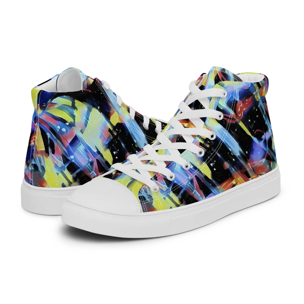 Afterglow Fracture on Men's High Top Canvas Shoes — Left