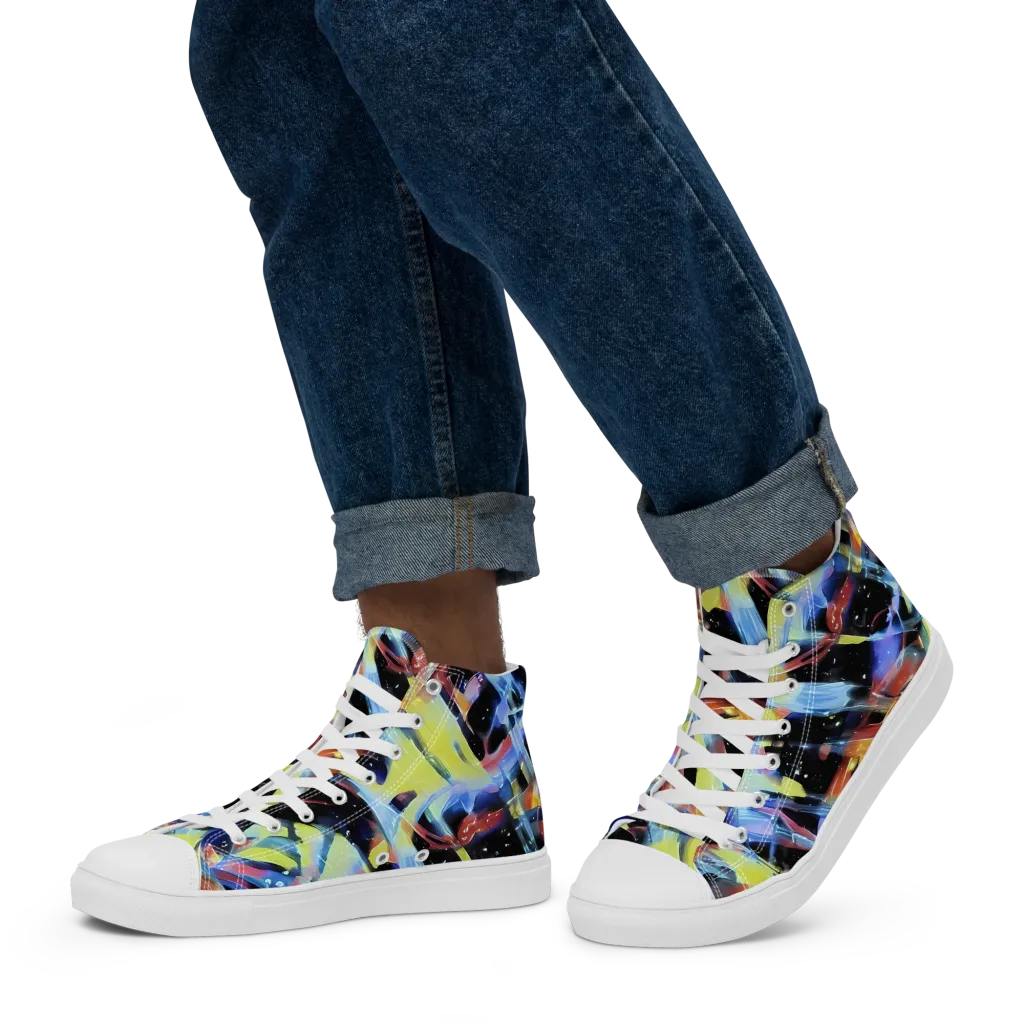 Afterglow Fracture on Men's High Top Canvas Shoes — Left